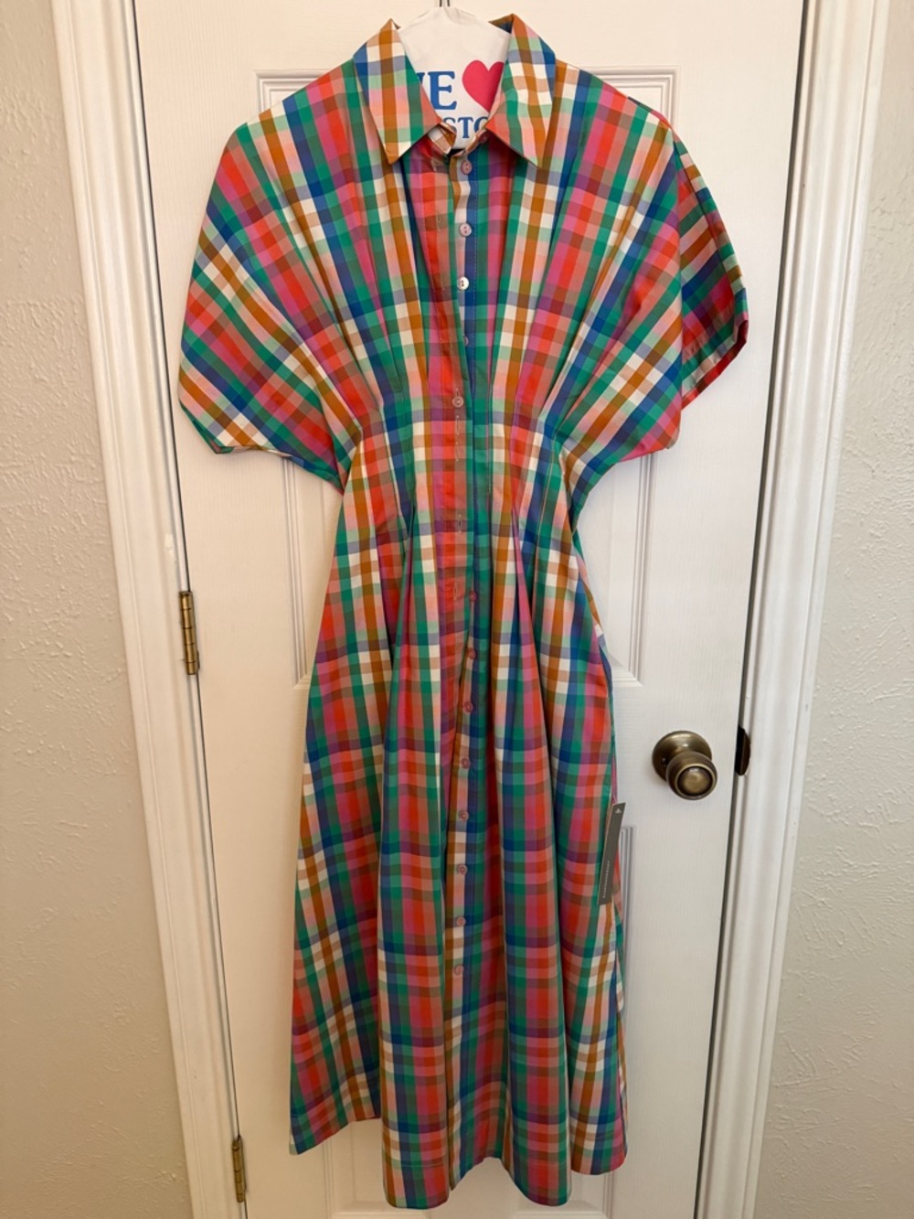 Anthropologie THE TOBIE BUTTON-FRONT PLEATED SHIRT DRESS BY EXQUISE Plaid XXSP - Picture 3 of 9